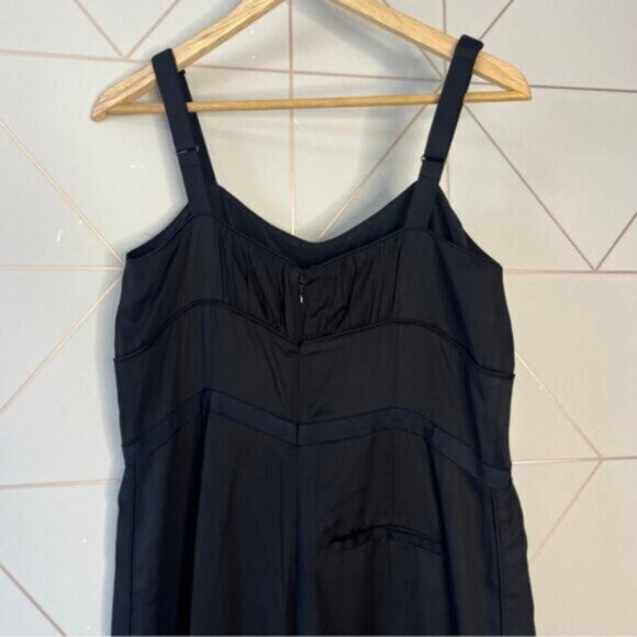 Self Portrait Wide Leg Black Satin Jumpsuit - Picture 7 of 12